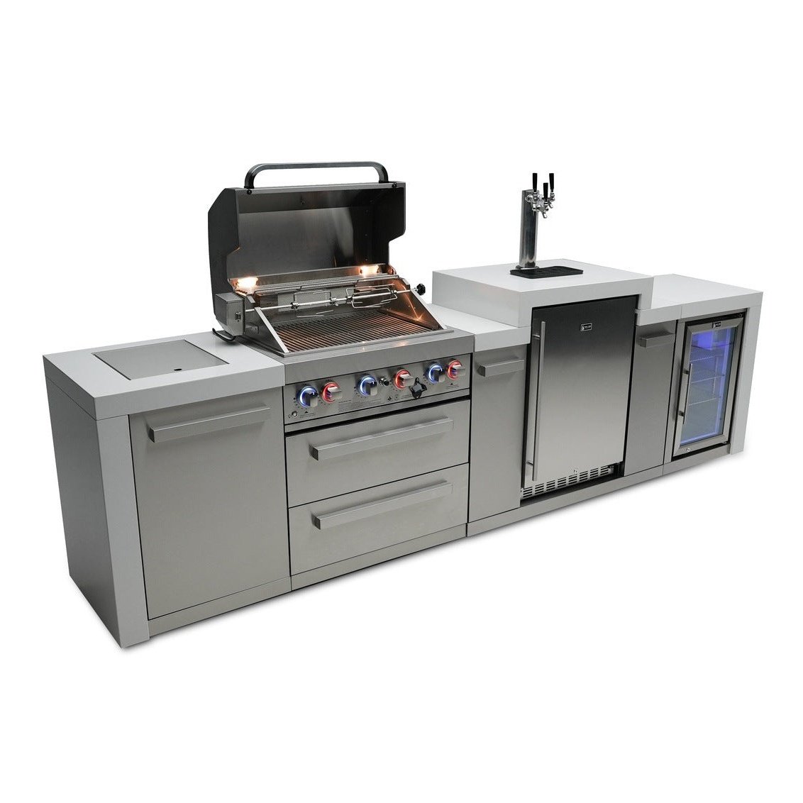 Mont Alpi 400 Deluxe Island with a Kegerator and Fridge Cabinet