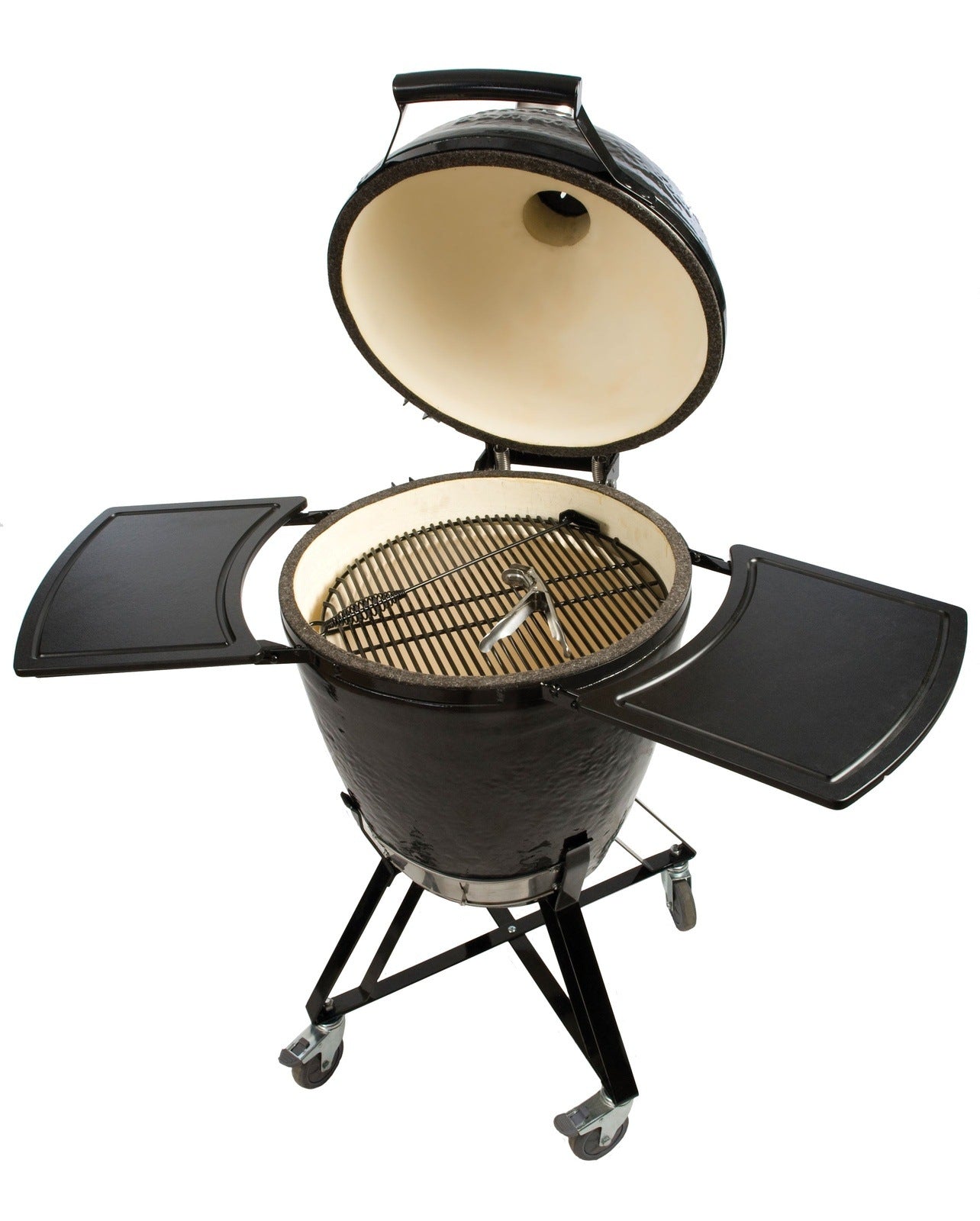 Primo Kamado All in One Round Ceramic Smoker Grill with Stand, Side Shelves and More
