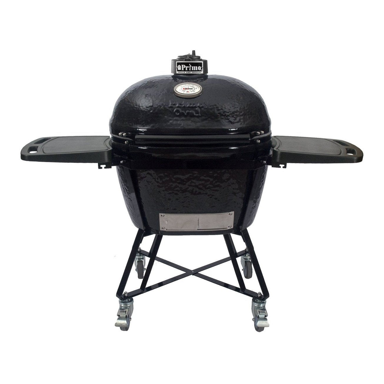 Primo Ceramic Grills Oval X-Large Charcoal All-In-One Heavy-Duty Stand, Side Shelves, Ash Tool and Grate Lifter