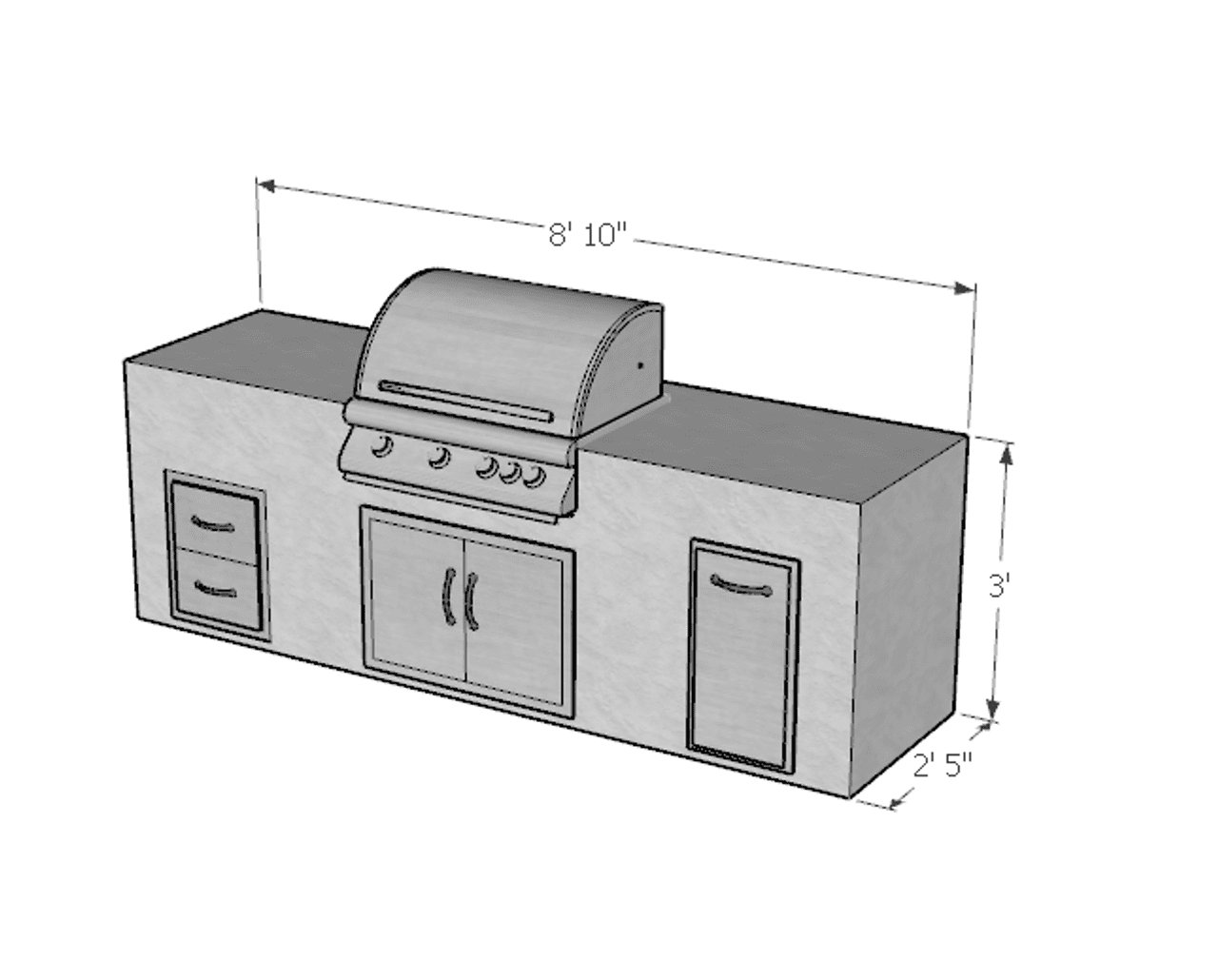 106 Inch Wren Linear Ready to Finish Outdoor Kitchen