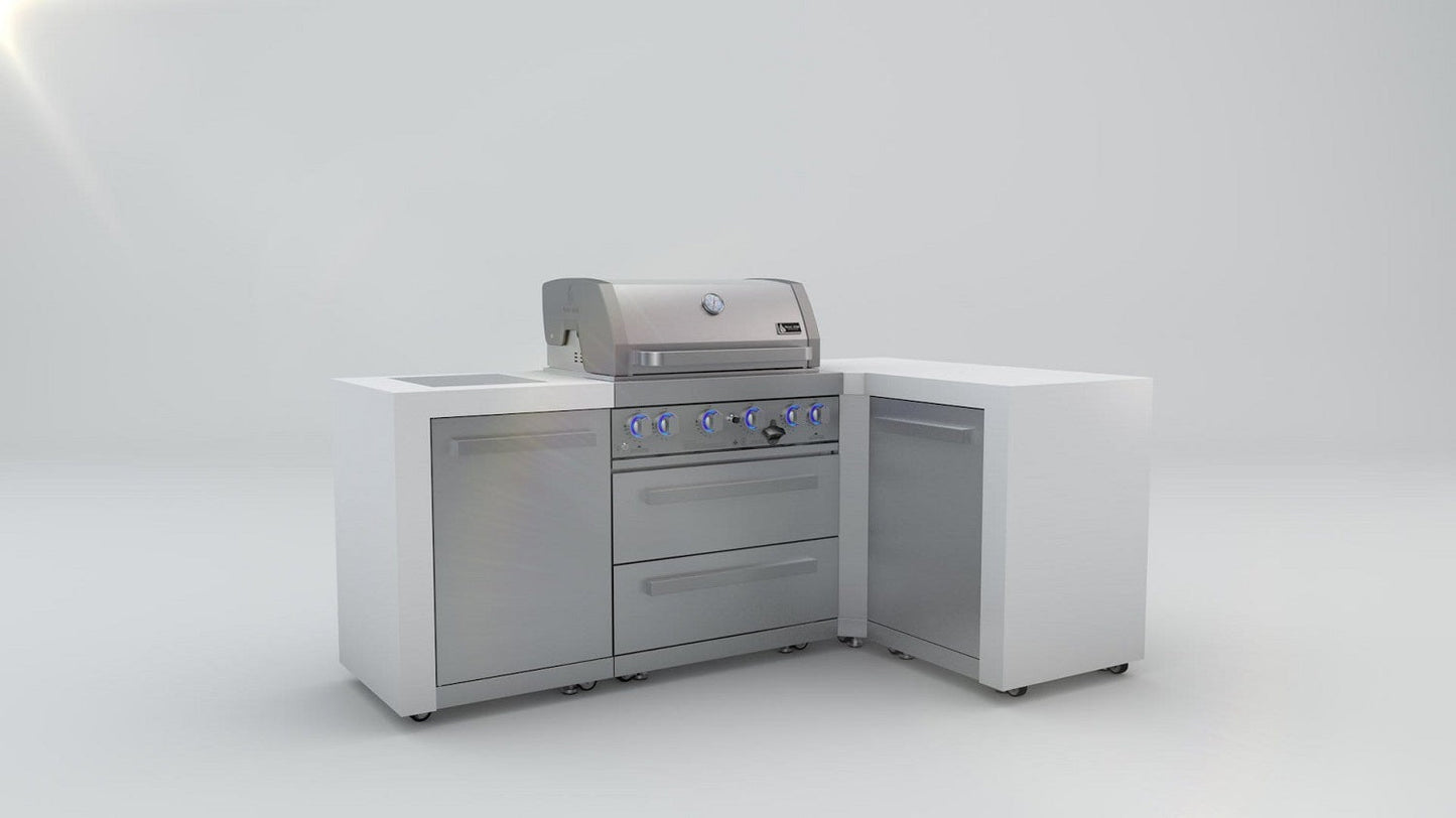 Mont Alpi 400 L-Shaped Deluxe Island 4-Burner Grill, Stainless Steel - MAi400-D90C