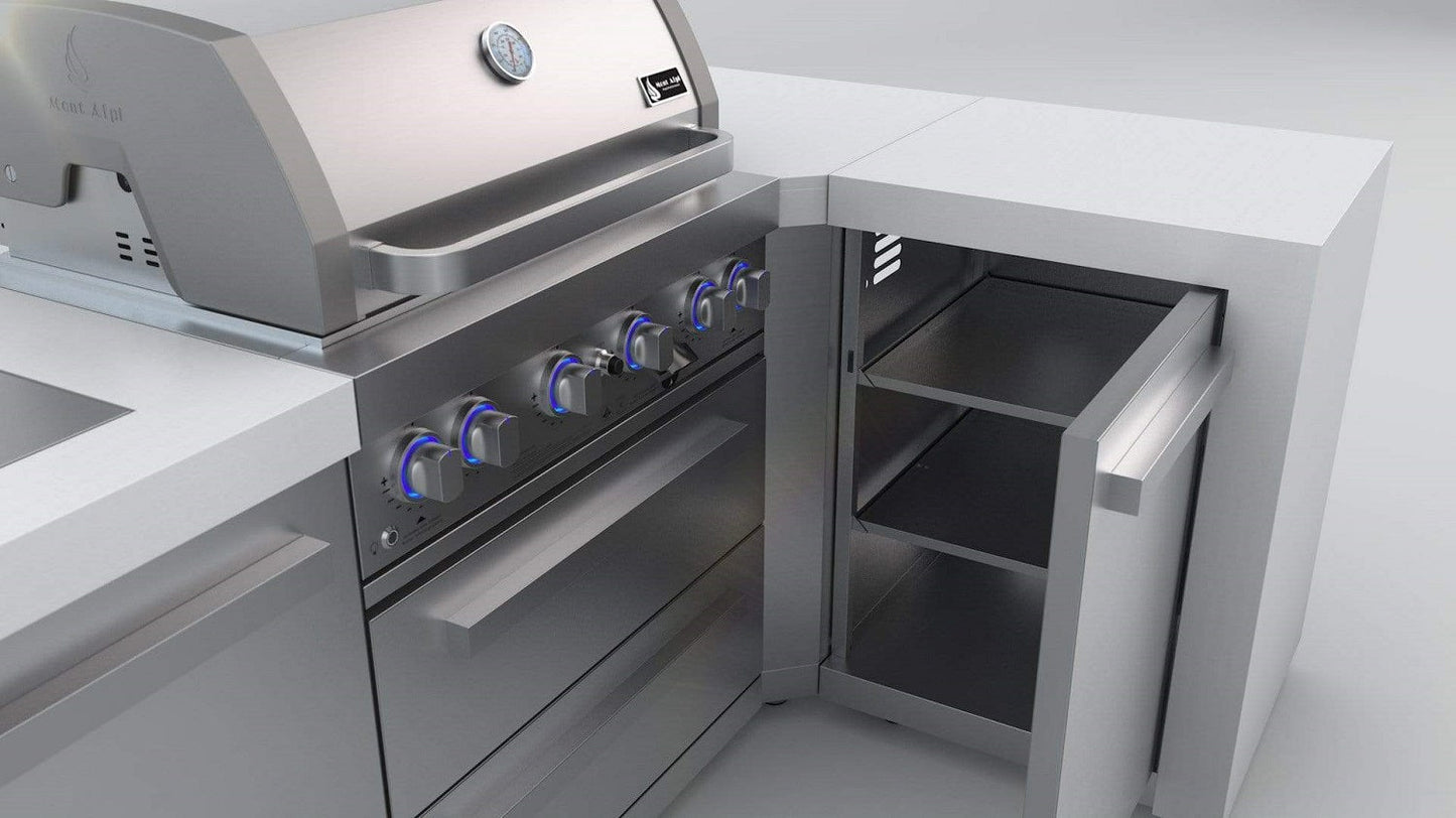 Mont Alpi 400 L-Shaped Deluxe Island 4-Burner Grill, Stainless Steel - MAi400-D90C