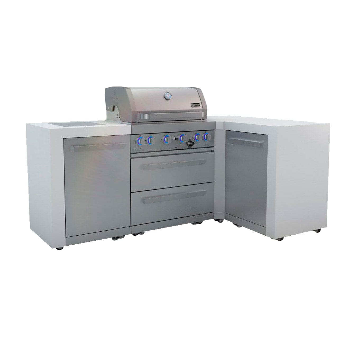 Mont Alpi 400 L-Shaped Deluxe Island 4-Burner Grill, Stainless Steel - MAi400-D90C