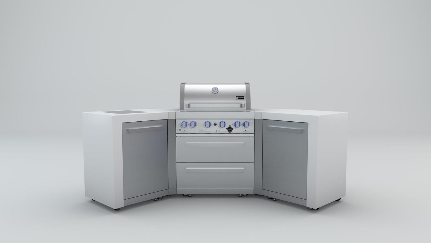 Mont Alpi 400 U-Shaped Deluxe Island with 4-Burner Grill, 2 Infrared Burners, Stainless Steel - MAi400-D45