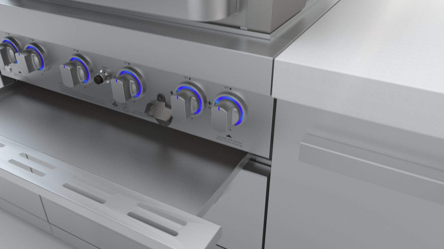 Mont Alpi 400 U-Shaped Deluxe Island with 4-Burner Grill, 2 Infrared Burners, Stainless Steel - MAi400-D45