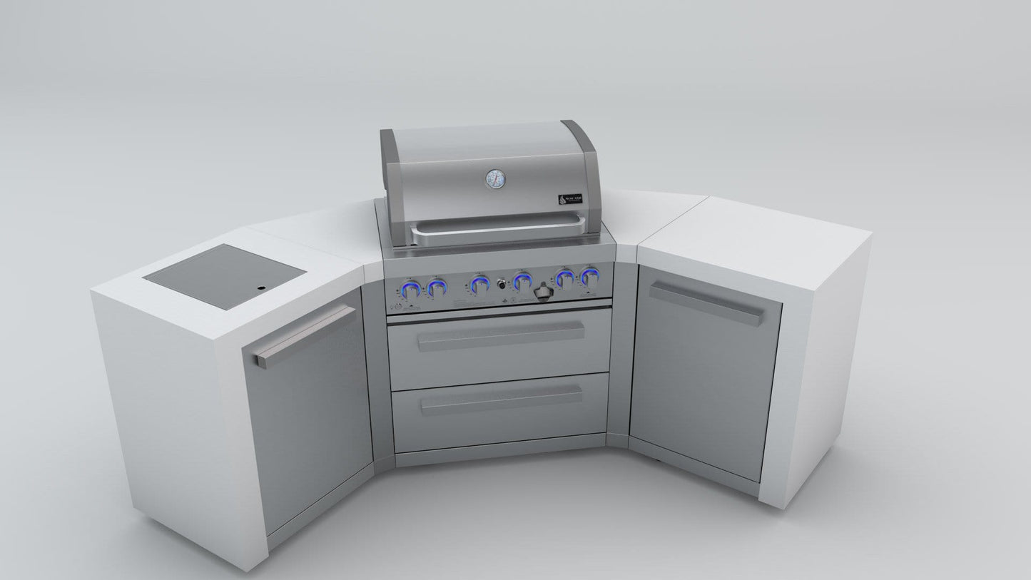 Mont Alpi 400 U-Shaped Deluxe Island with 4-Burner Grill, 2 Infrared Burners, Stainless Steel - MAi400-D45