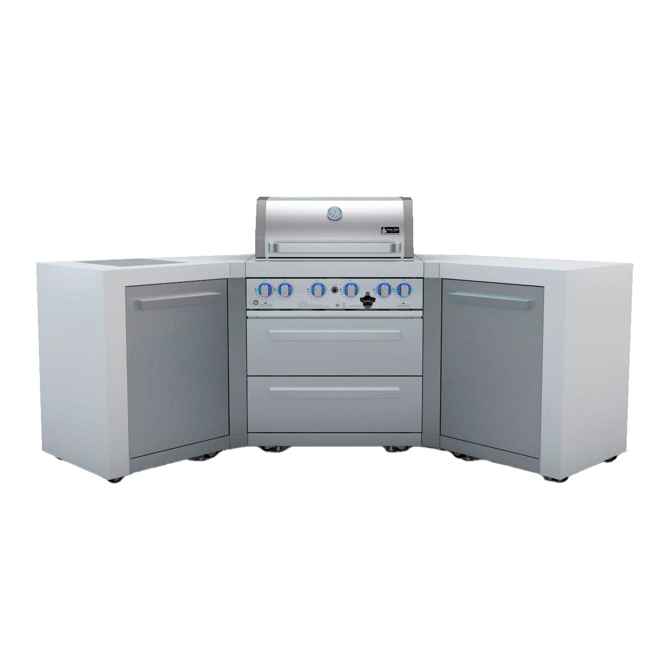 Mont Alpi 400 U-Shaped Deluxe Island with 4-Burner Grill, 2 Infrared Burners, Stainless Steel - MAi400-D45