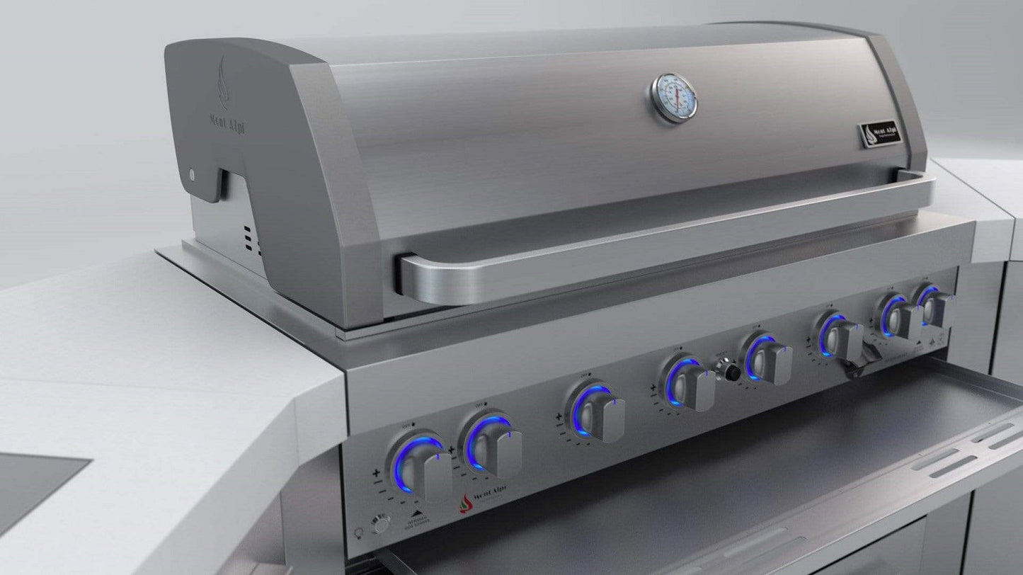 Mont Alpi 805 U-Shaped Deluxe Island with 6-Burner Grill, 2 Infrared Burners, Stainless Steel - MAi805-D45