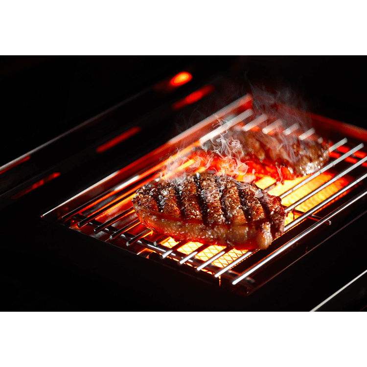 Mont Alpi L-Shaped Deluxe Island with Beverage Center, Fridge and Infrared Side Burner - MAi805-DBEV90C