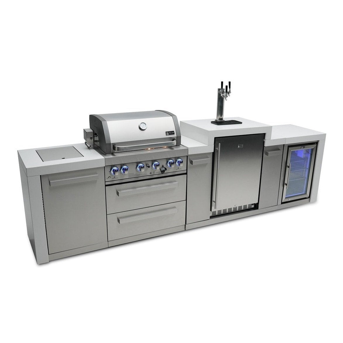Mont Alpi 400 Deluxe Island with a Kegerator and Fridge Cabinet