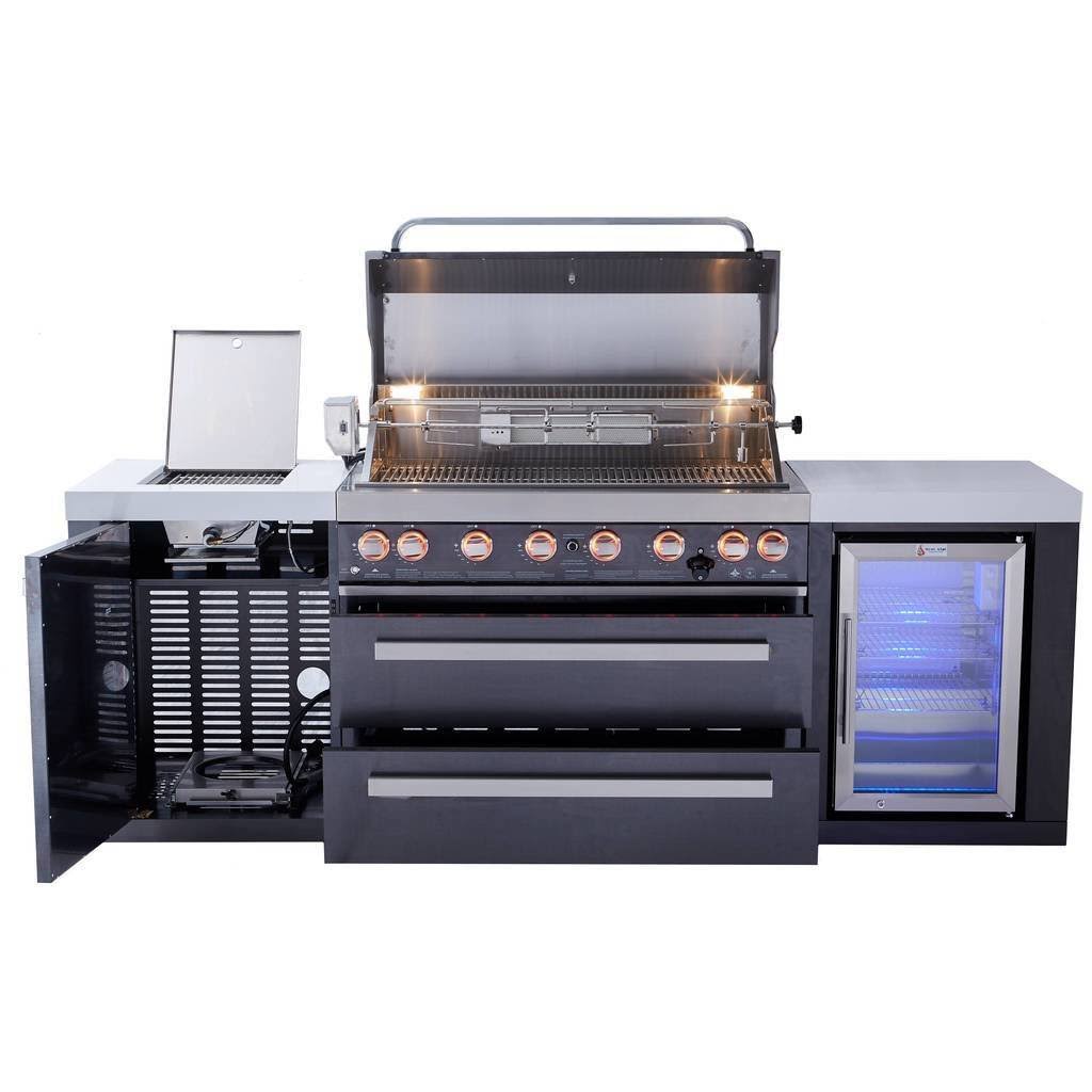 Mont Alpi 805 Black Stainless Steel Island with Fridge Cabinet - MAI805-BSSFC