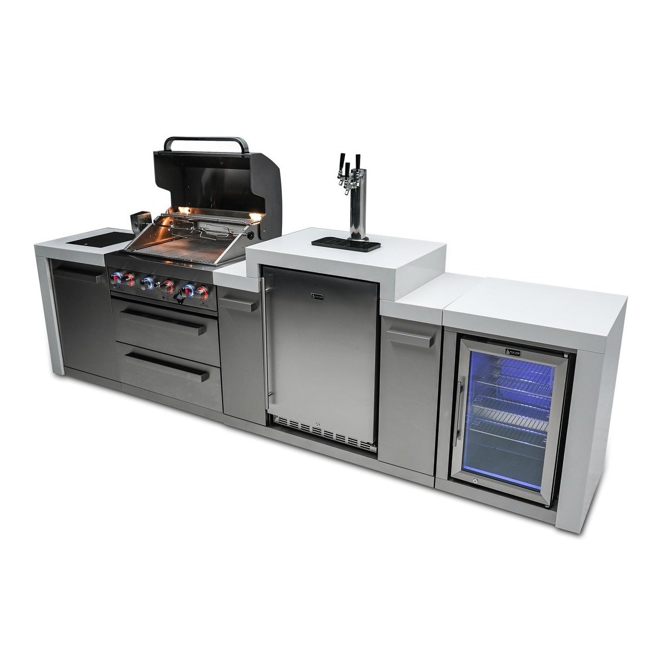 Mont Alpi 400 Deluxe Island with a Kegerator and Fridge Cabinet