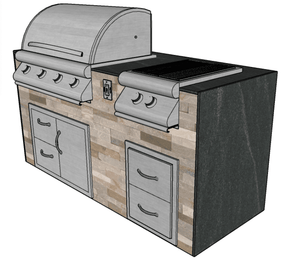 The Piney 73 Inch Linear Outdoor Kitchen Island with Granite Countertops, Grill, and Griddle