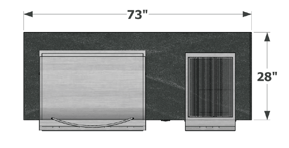 The Piney 73 Inch Linear Outdoor Kitchen Island with Granite Countertops, Grill, and Griddle