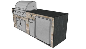 The Cumberland 97 Inch Linear Outdoor Kitchen Island with Granite Countertops, Grill, Outdoor Fridge