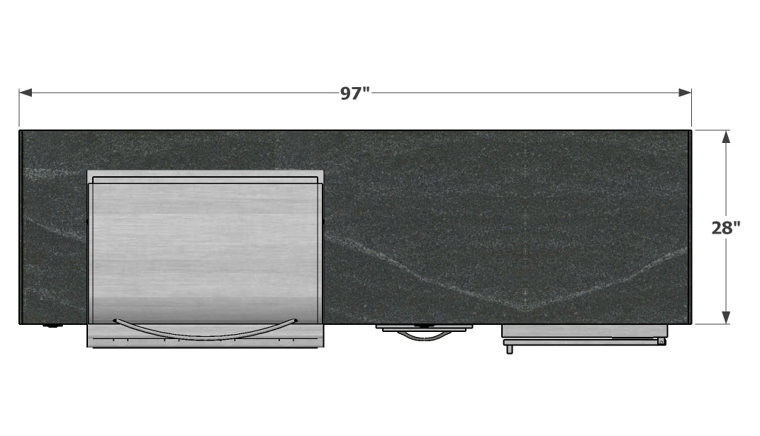 The Cumberland 97 Inch Linear Outdoor Kitchen Island with Granite Countertops, Grill, Outdoor Fridge