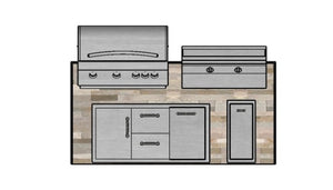 The Little Harpeth 73 Inch Linear Outdoor Kitchen Island with Granite Countertops, Grill, and Griddle