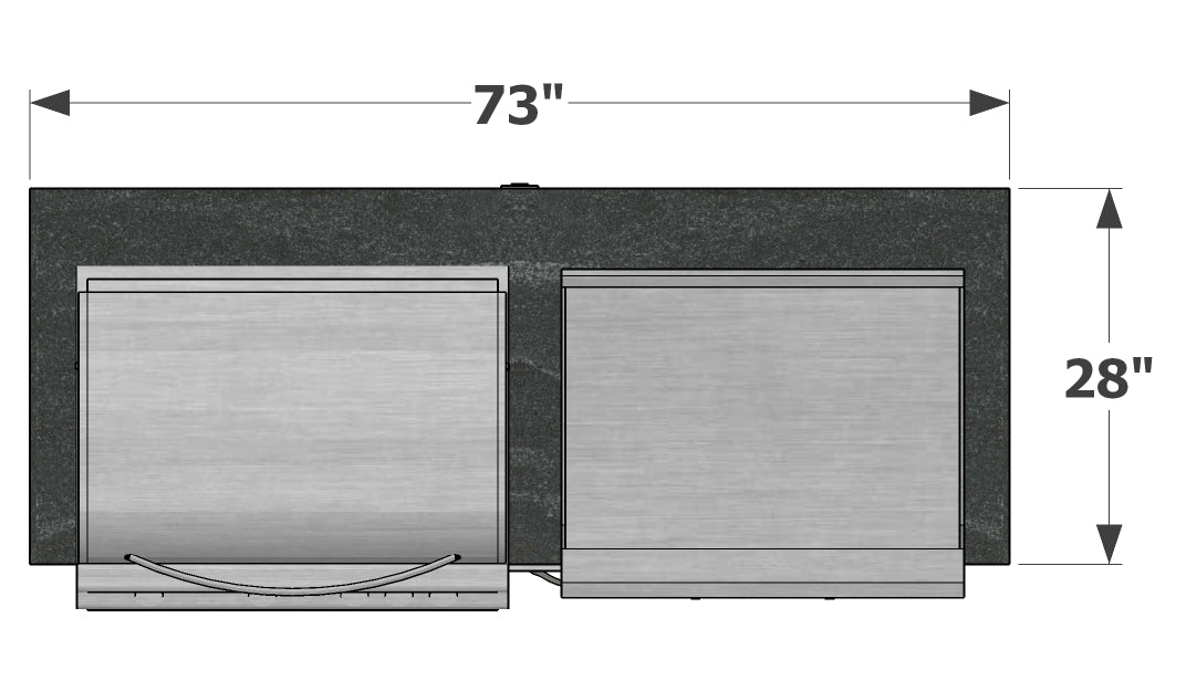 The Little Harpeth 73 Inch Linear Outdoor Kitchen Island with Granite Countertops, Grill, and Griddle