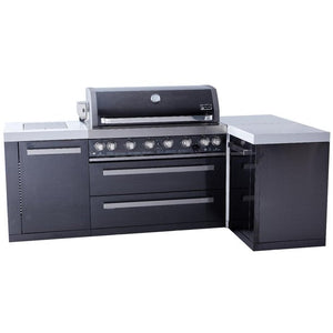 Mont Alpi L Shaped Grill Island with 805 Deluxe Gas Grill, Infrared Side Burner, Black Stainless Steel - MAi805-BSS90C