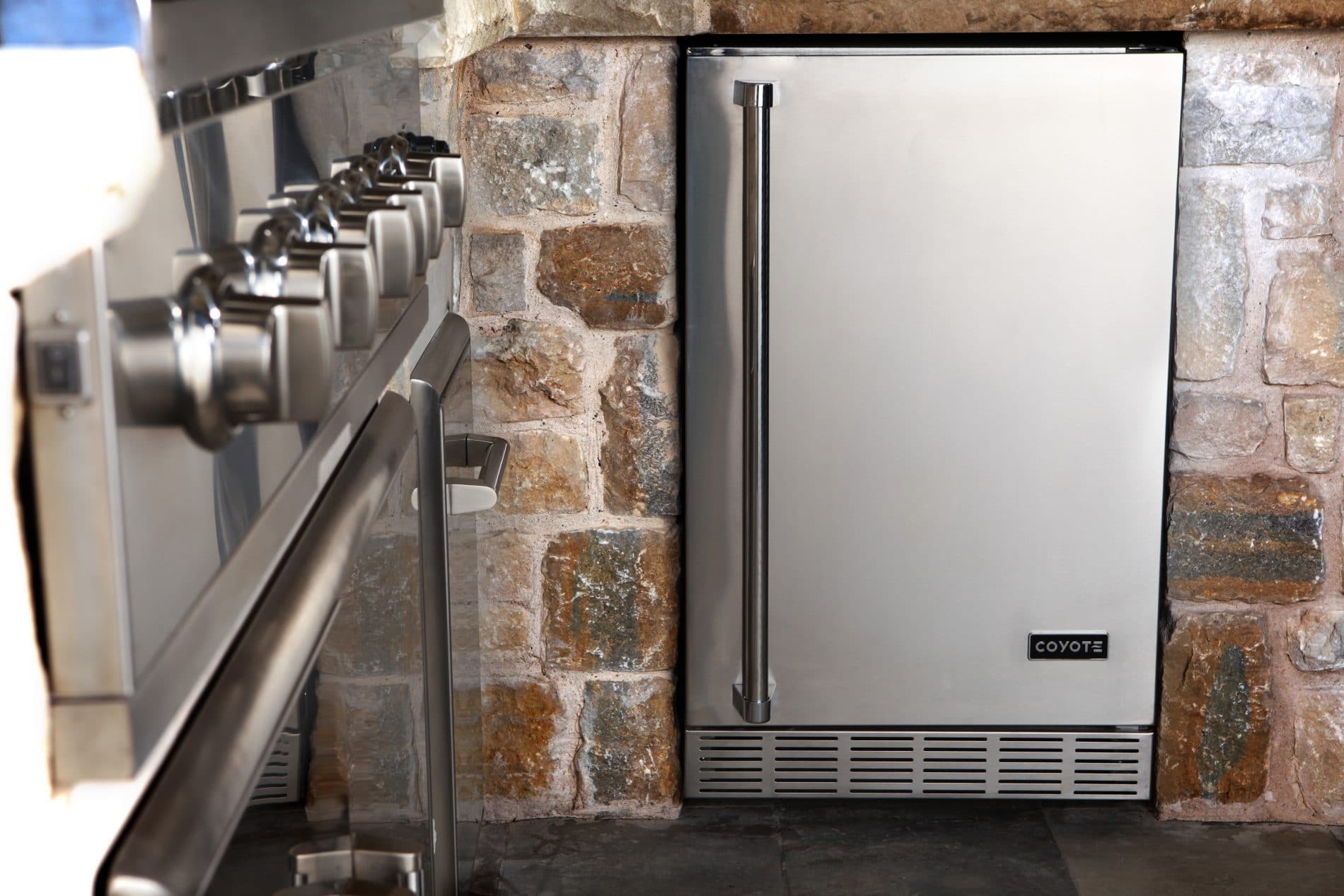 Coyote Outdoor 21 Inch Steel Built in Outdoor Refrigerator, Silver