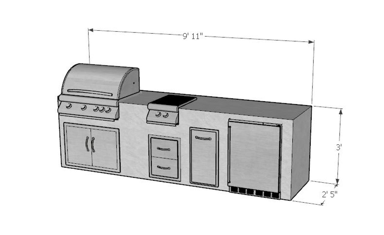 119 Inch Eagle Ready to Finish Outdoor Kitchen with Blaze Appliances