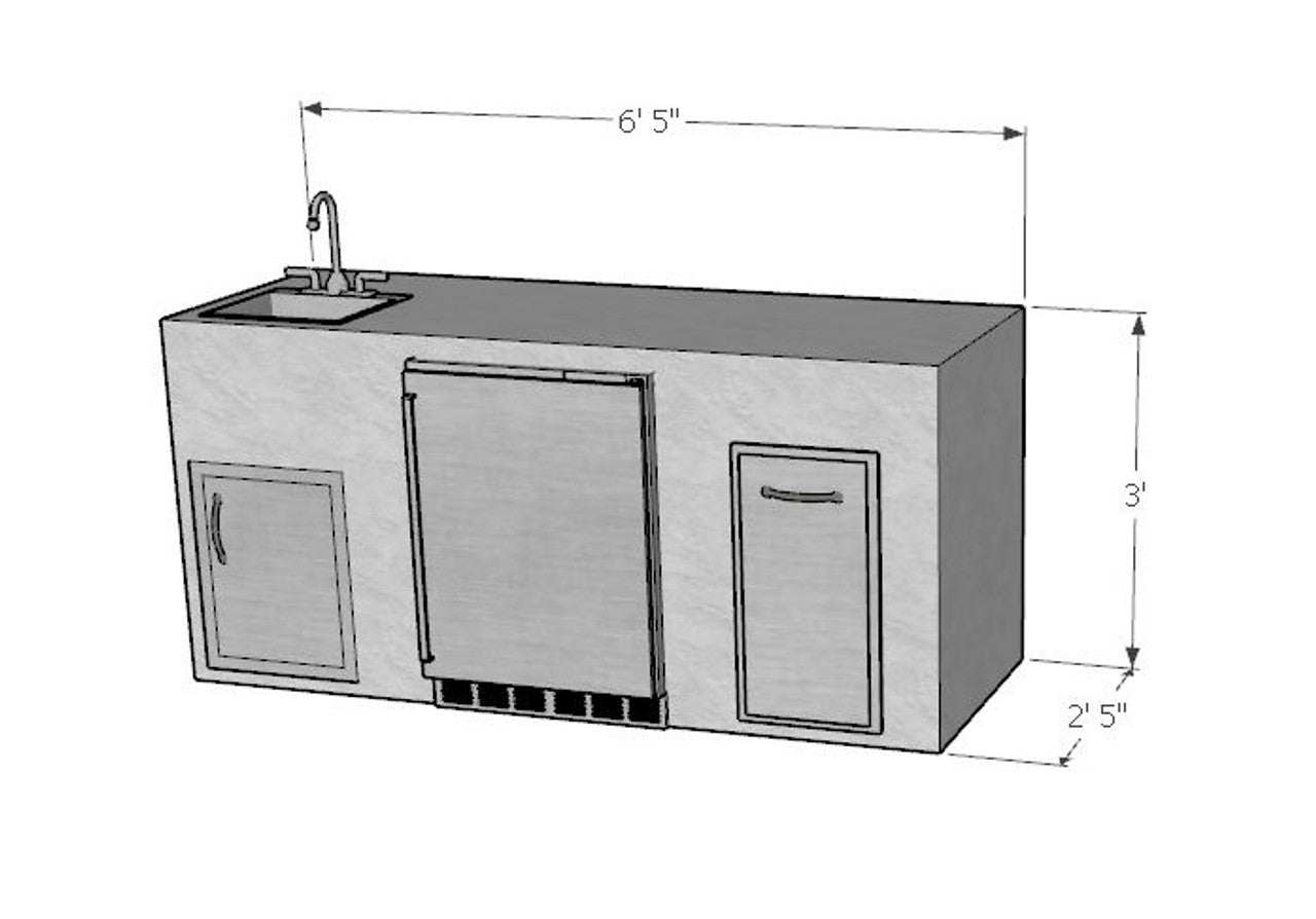 77 Inch Junco Ready To Finish Linear Outdoor Kitchen with Blaze Appliances