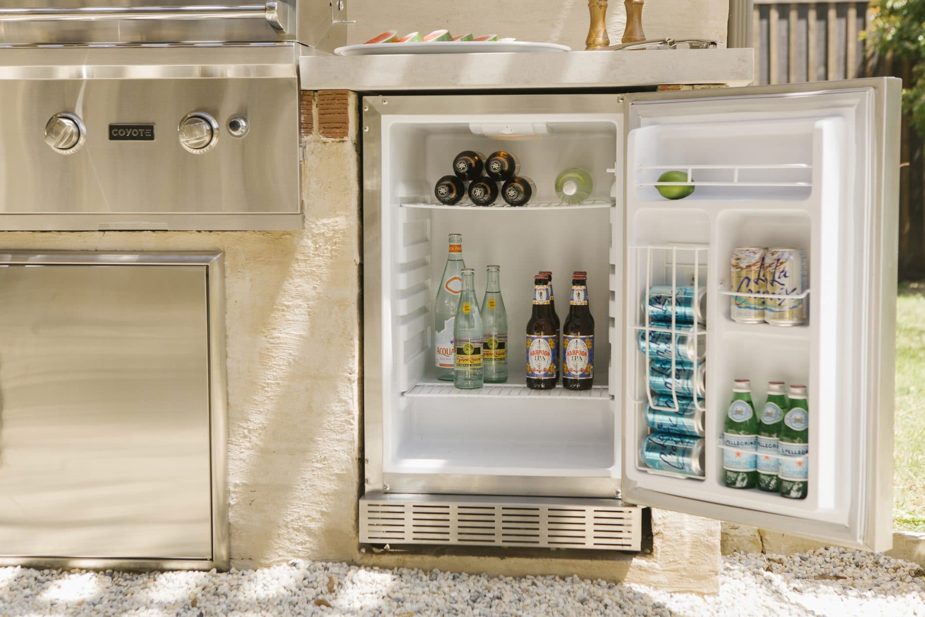 Coyote Outdoor 21 Inch Steel Built in Outdoor Refrigerator, Silver