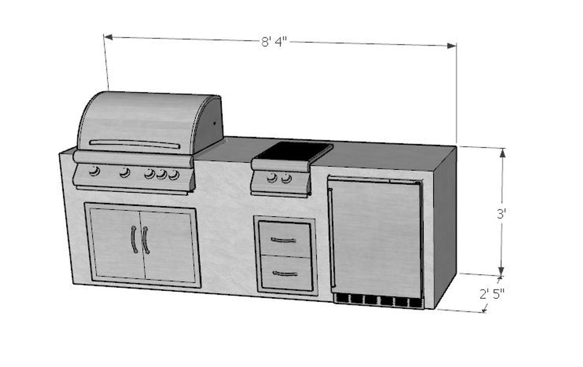 100 Inch Knight Ready To Finish Outdoor Kitchen with Blaze Appliances ...