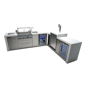 Mont Alpi 400 L-Shaped Deluxe Island with Kegerator, Beverage Center and Fridge Cabinet