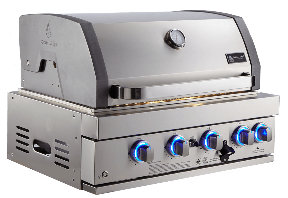 Mont Alpi 400 32 Inch Built In Grill with Four Burners, Natural Gas and Propane Ready