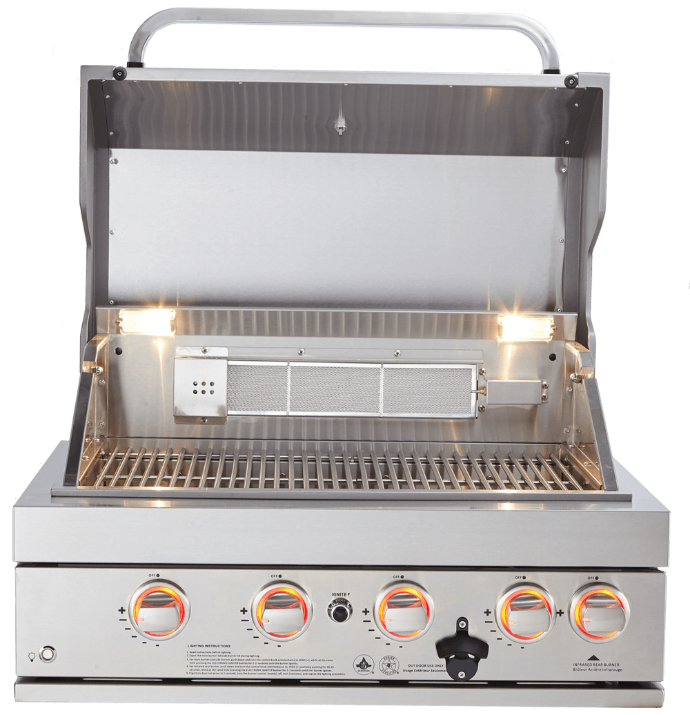 Mont Alpi 400 32 Inch Built In Grill with Four Burners, Natural Gas and Propane Ready