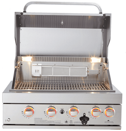 Mont Alpi 400 32 Inch Built In Grill with Four Burners, Natural Gas and Propane Ready