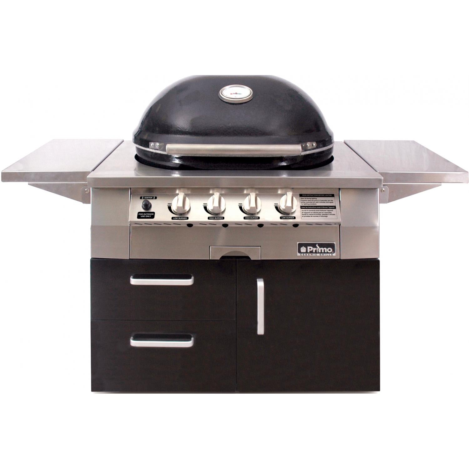 Primo Ceramic Grills Oval Freestanding Gas Grill, Cart Mounted