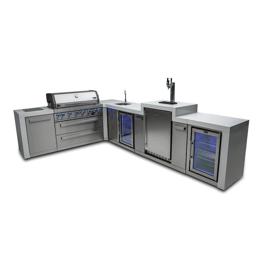 Mont Alpi 805 L-Shaped Deluxe Island with Kegerator, Beverage Center and Fridge Cabinet