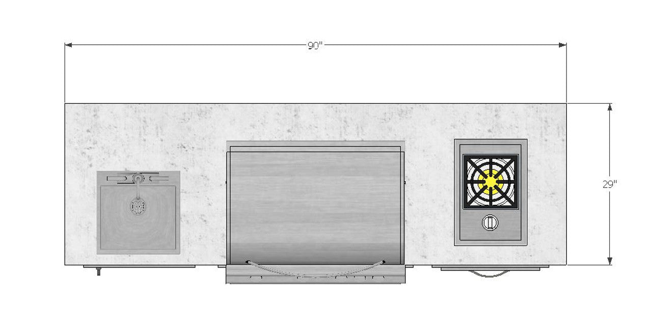 90 Inch Tallahassee Ready to Finish Outdoor Kitchen