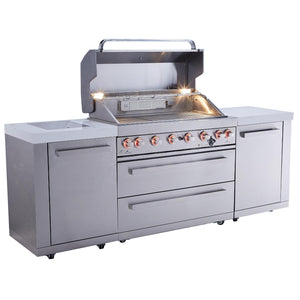 Mont Alpi Build Your Own Stainless Steel Outdoor Kitchen with Six Burner Grill, Infrared Side Burner and More - MAi805