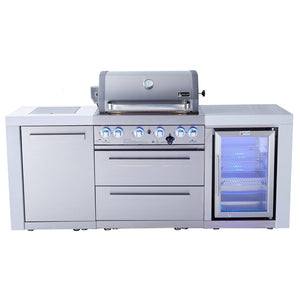 Mont Alpi 400 Deluxe Island with Gas Grill, Outdoor Fridge - MAi400-DFC
