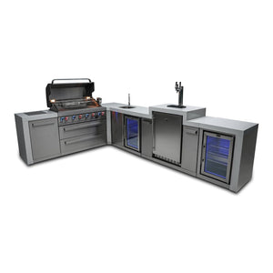 Mont Alpi 805 L-Shaped Deluxe Island with Kegerator, Beverage Center and Fridge Cabinet