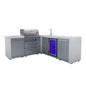 Mont Alpi 400 L-Shaped Deluxe Island with Fridge, Sink, 4-Burner Grill, 2 Infrared Burners, Stainless Steel, MAi400-D90BEV