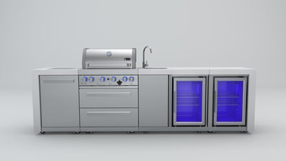 Mont Alpi 400 Deluxe Island with 4-Burner Grill, Beverage Center, Sink, 2 Fridges, Stainless Steel - MAi400-DBEVFC