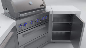 Mont Alpi 400 U-Shaped Deluxe Island with 4-Burner Grill, 2 Infrared Burners, Stainless Steel - MAi400-D45