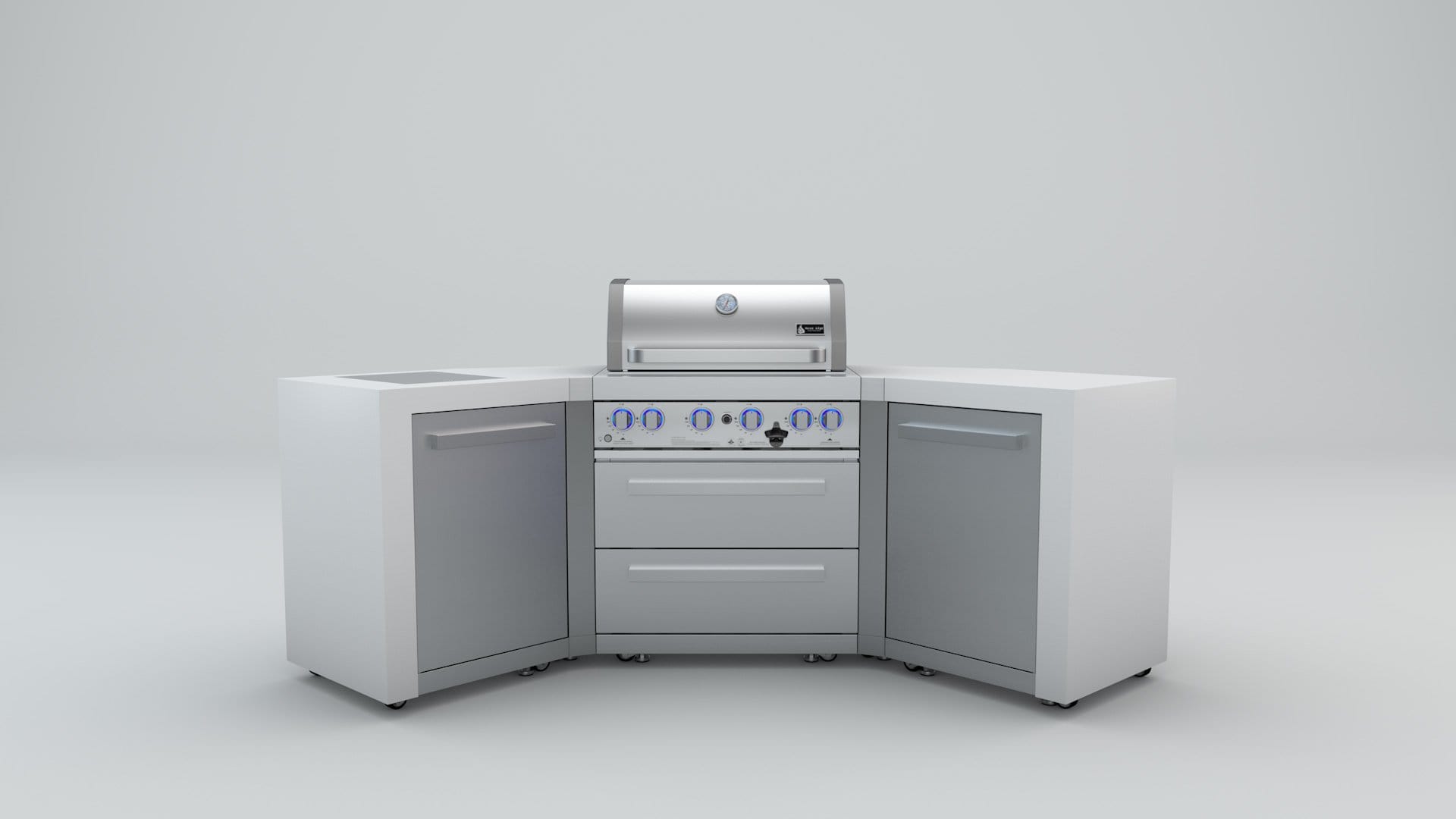 Mont Alpi 400 U-Shaped Deluxe Island with 4-Burner Grill, 2 Infrared Burners, Stainless Steel - MAi400-D45