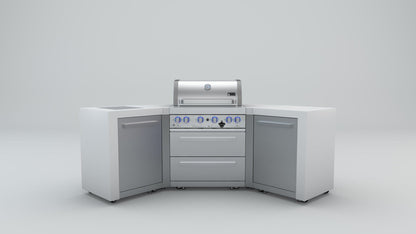 Mont Alpi 400 U-Shaped Deluxe Island with 4-Burner Grill, 2 Infrared Burners, Stainless Steel - MAi400-D45