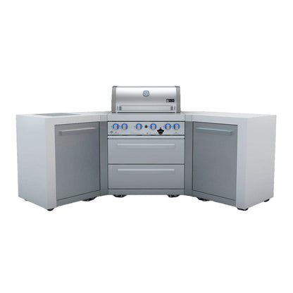 Mont Alpi 400 U-Shaped Deluxe Island with 4-Burner Grill, 2 Infrared Burners, Stainless Steel - MAi400-D45
