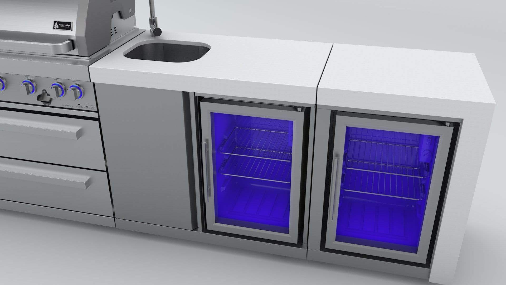 Mont Alpi 805 Deluxe Island with Beverage Center, Two Fridges, 6-Burner Grill and More - MAi805-DBEVFC