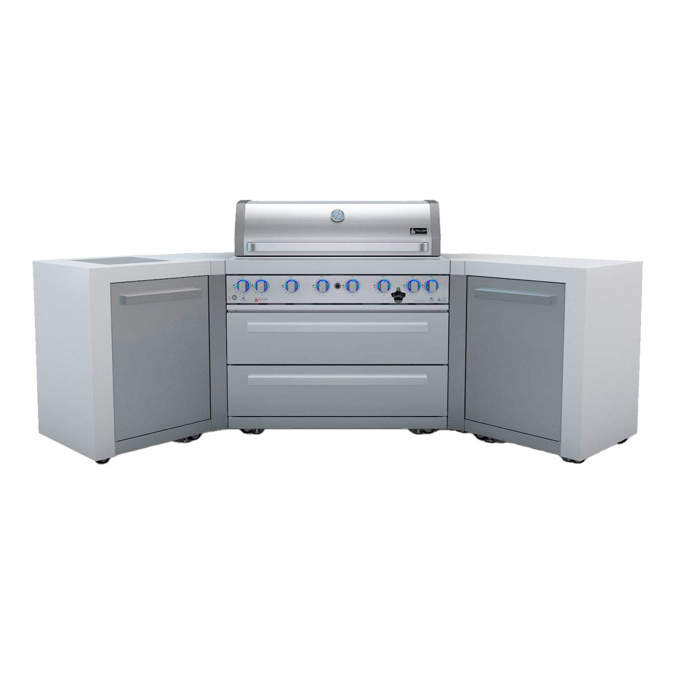 Mont Alpi 805 U-Shaped Deluxe Island with 6-Burner Grill, 2 Infrared Burners, Stainless Steel - MAi805-D45