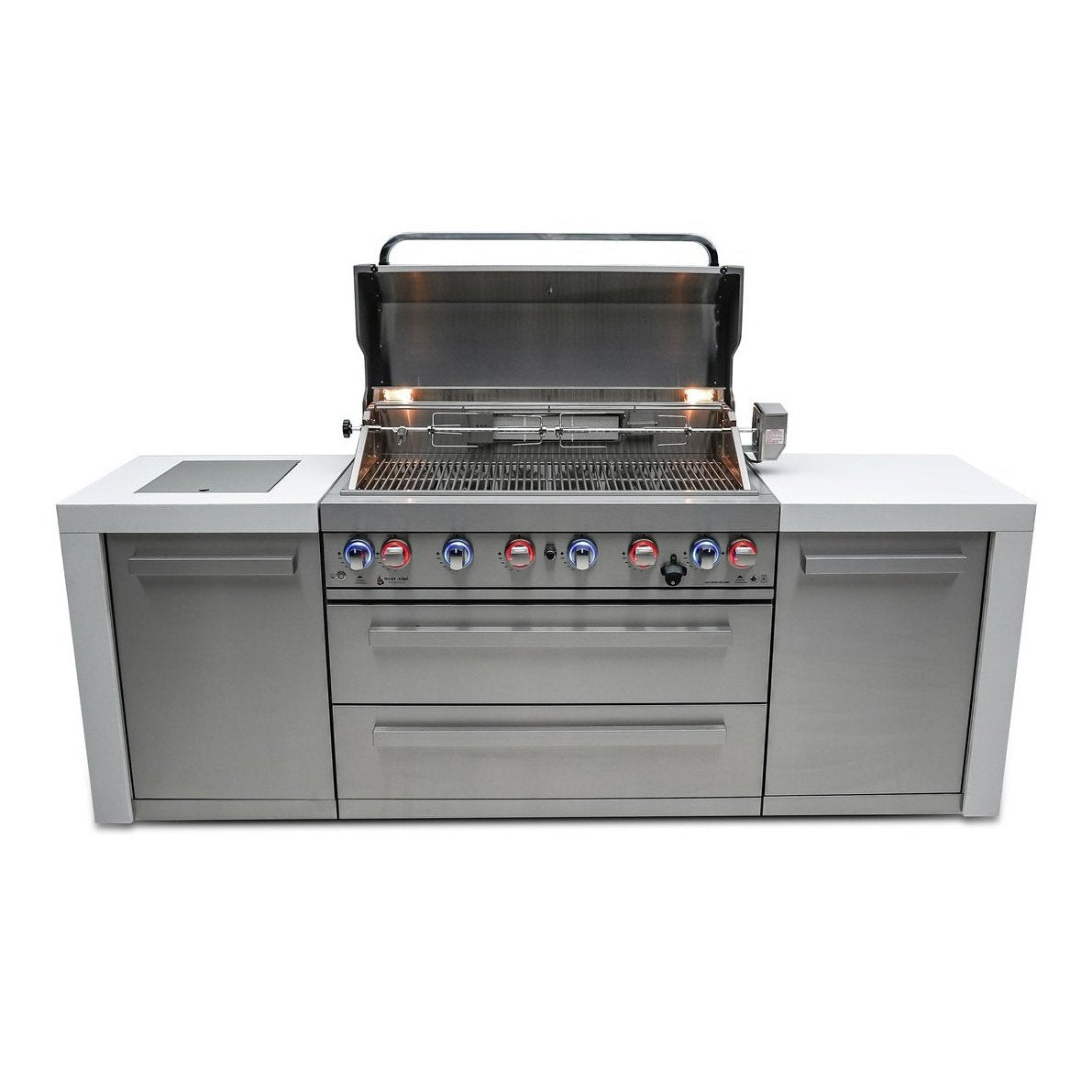 Mont Alpi 93 Inch Stainless Steel Deluxe Island with 6-Burner Grill - MAi805-D