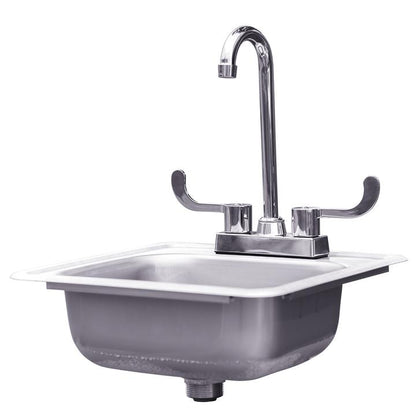 Summerset 15x15 inch Stainless Steel Drop In Sink and Hot and Cold Faucet SSNK-15D