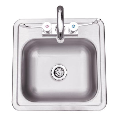 Summerset 15x15 inch Stainless Steel Drop In Sink and Hot and Cold Faucet SSNK-15D