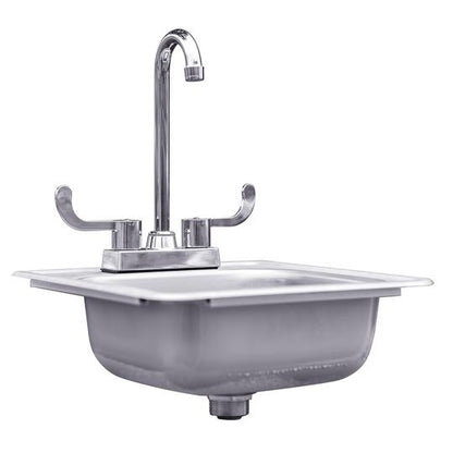 Summerset 15x15 inch Stainless Steel Drop In Sink and Hot and Cold Faucet SSNK-15D